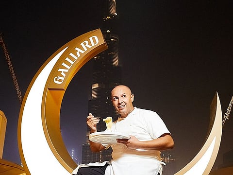 Chef Monserrato Marini enjoying some pasta at the Galliard Dubai