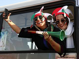 Pictures: Iran women attend Fifa football game for first time in decades