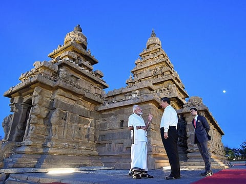 Prime Minister Narendra Modi with Chinese President Xi Jinping, in Mahabalipuram, on October 11, 2019. 