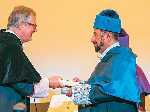 Shaikh Sultan during the awarding of the honorary doctorate from the Autonomous University of Madrid.