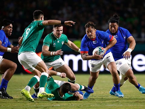 Action from Ireland v Samoa during the World Cup.