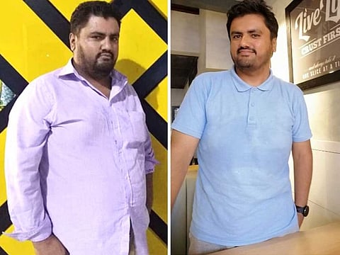 Haffez Ullah before (left) and after