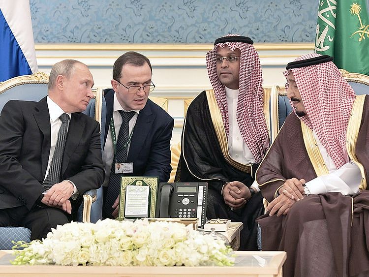 Russian President Vladimir Putin and Saudi Arabia's King Salman