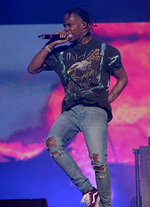 The popular Rock singer Travis Scott performs during the Beats on the Beach concert at Lagoon beach, Abu Dhabi Corniche         Gulf News archives