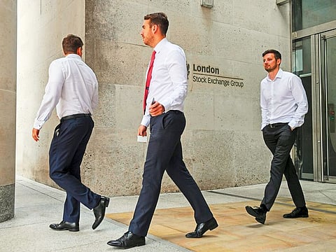 The London Stock Exchange. Sterling, which has been the key gauge of Brexit sentiment all along, jumped as much as a 1 per cent against the dollar.