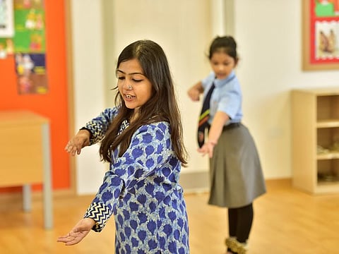Dance teacher Sameeksha Joshi teaches Indian classical dance to students at the GEMS Heritage School in Dubai on 24th September 2019. Photo Clint Egbert/Gulf News