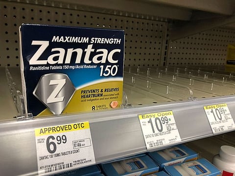 A box of Maximum Strength Zantac tablets at a pharmacy in Miami Beach, Florida.