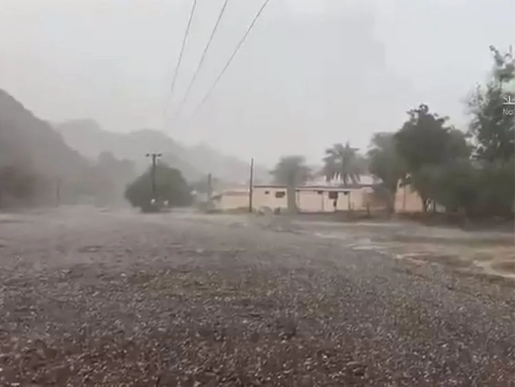 Rain and hail in Ras Al Khaimah