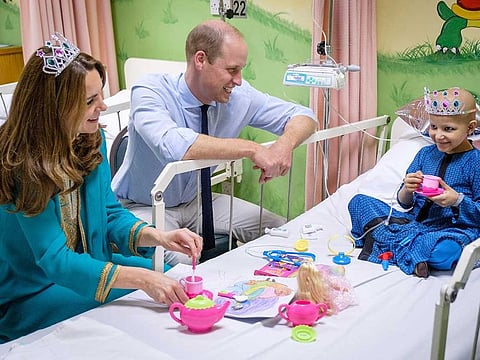 The Duke and Duchess of Cambridge met Wafia, aged seven, at the Shaukat Khanum Memorial Cancer Hospital