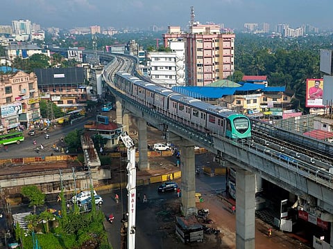 Kochi: Kochi Metro Rail Ltd (KMRL) during its first trial run on the Ernakulam, Vyttila and Thykoodam route, in Kochi, Wednesday, July 31, 2019