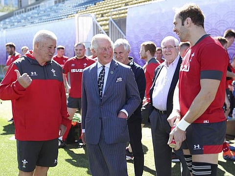 Prince Charles meets the Wales team in Japan.