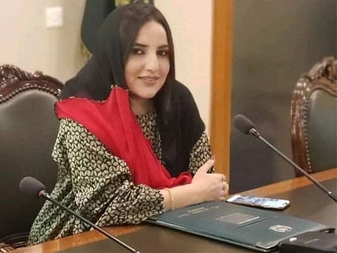 TikTok star Hareem Shah seen inside a conference room at the Pakistan foreign ministry office. 