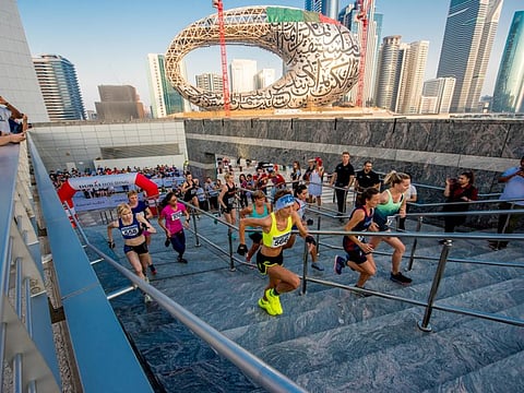 A record 500 runners participated in the race on Friday, which covered 1,334 steps at the Jumeirah Emirates Towers.