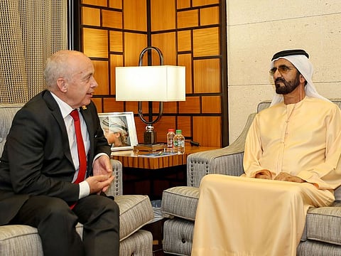 Sheikh Mohammed Bin Rashid on Saturday received President Ueli Maurer of the Swiss Confederation.