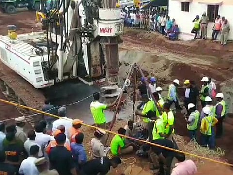 Operation to rescue 2 year-old Sujith Wilson delayed due to rocks at the drilling site near the borewell in Tiruchirappalli.