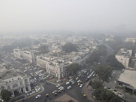 Delhi's sky line is seen enveloped in smog and dust in New Delhi, India, Friday, November 1, 2019. An expert panel in India's capital has declared a health emergency due to air pollution choking the city, with authorities ordering schools closed until November 5.