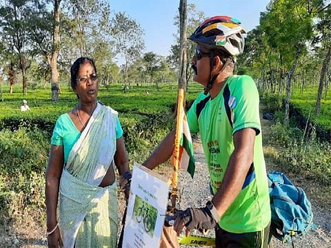 Rajib Azad, a resident of Ahmedabad on bicycle tour.