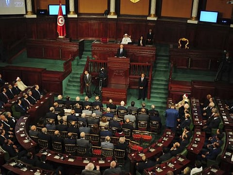 Newly elected Tunisian President Kais Saied speaks during his swearing in ceremony, in Tunis
