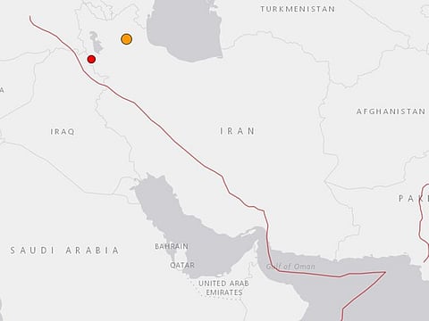 USGS map showing the earthquake in Iran.