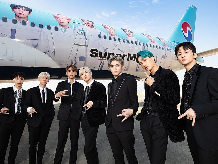 SuperM - left to right - Ten, Baekhyun, Lucas, Taemin, Taeyong, Kai and Mark-1573303355867