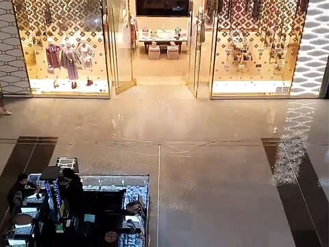 Some Dubai Mall shops saw partial flooding on Sunday following heavy rains across the UAE.