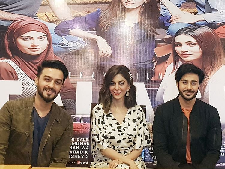(L-R) Ahmed Zeb, Fariya Hassan, and Noaman Sami at the media junket of TALASH-1573453880187
