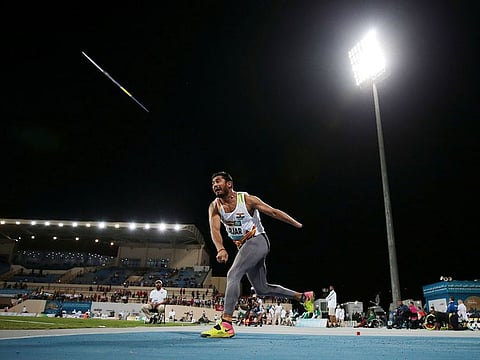  India's Sundar Singh Gurjar in action during the Men's Javelin Throw F46 Final at the World Para Athletics Championships in Dubai..