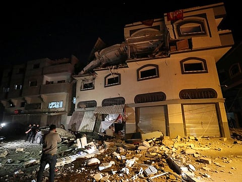 The home of Islamic Jihad field commander Baha Abu Al-Atta is seen after it was hit by an Israeli strike that killed him in Gaza City 