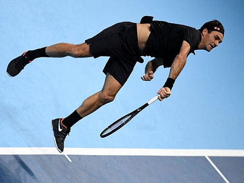 Roger Federer in action against Matteo Berrettini in London.