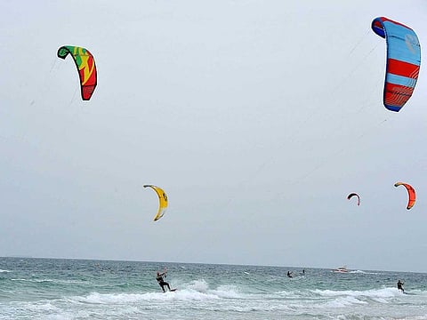 File photo: The kite surfers enjoy pleasant weather at The Kite Beach in Jumeirah in Dubai.