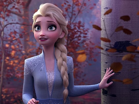 ENCHANTED FOREST -- In Walt Disney Animation Studios’ “Frozen 2,” Elsa (voice of Idina Menzel) finds herself in an enchanted forest that is surrounded by a mysterious and magical mist. “Frozen 2” opens in U.S. theaters on Nov. 22, 2019. © 2019 Disney. All Rights Reserved.