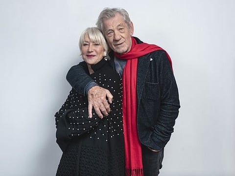  Helen Mirren, left, and Ian McKellan pose for a portrait to promote their film "The Good Liar" in New York. 