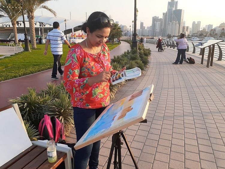 WKR 191121 Mrinmay Sebastian at a plein air painting session-1574506076977