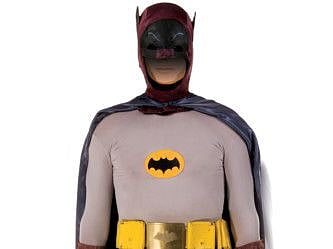 A Batman outfit, which along with one of Robin are described as the only known complete costumes worn on the 1960s television show, is seen in an undated photo before going up for auction in Los Angeles, California, U.S.