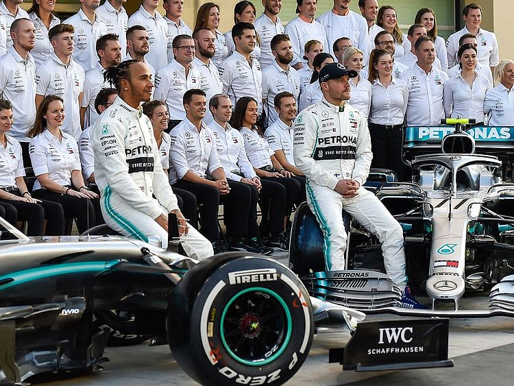 Lewis Hamilton with Mercedes teammate Valtteri Bottas