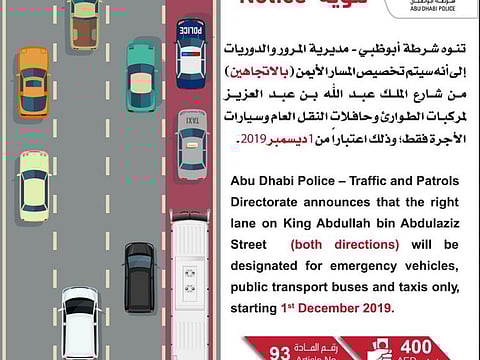 New traffic rule and fine for Abu Dhabi motorists