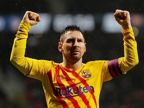 Barcelona's Lionel Messi celebrates.