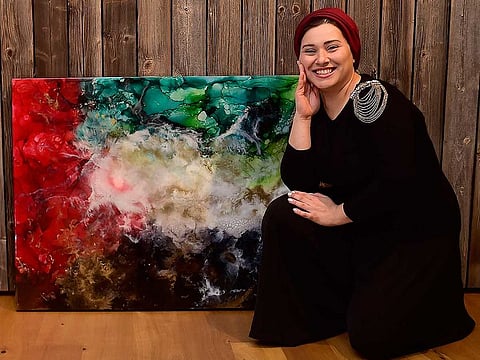Dina Khataan created the exclusive canvas for Gulf News in three days