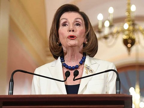 US Speaker of the House Nancy Pelosi speaks about the impeachment inquiry of US President Donald Trump at the US Capitol in Washington, DC