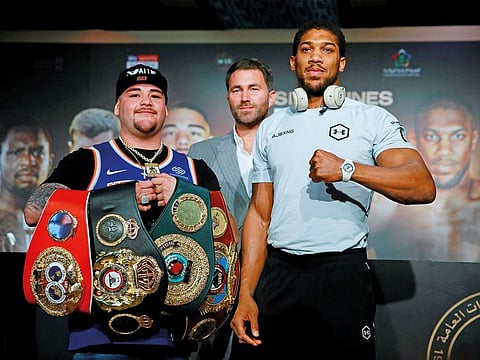 Andy Ruiz and Anthony Joshua at Thursday's press conference.