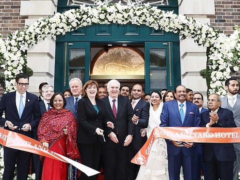 The Great Scotland Yard inauguration by Nicky Morgan, UK Secretary of State, Lord Jonathan Marland, Sir Edward Lister, UAE Ambassador Mansoor Abulhoul, the Indian High Commissioner Ruchi Ghanshyam, and Hyatt Hotels' Global President and CEO Mark Hoplamazian, in the presence of LuLu Group Chairman, Yusuffali M.A., and Twenty14 Holdings' Managing Director, Adeeb Ahamed.