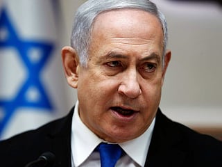 Israeli Prime Minister Benjamin Netanyahu chairs the weekly cabinet meeting in Occupied Jerusalem December 8, 2019. 