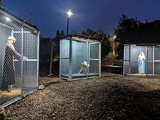 Church nativity scene depicts Holy Family as caged refugees