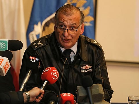 Air Force Gen. Eduardo Mosqueira speaks during a news conference at his headquarters in Punta Arenas, Chile, Wednesday, Dec. 11, 2019.