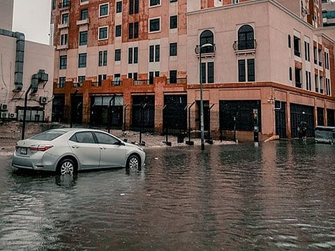Flooded road in Dubai after the rain. Picture used for illustrative purposes only.