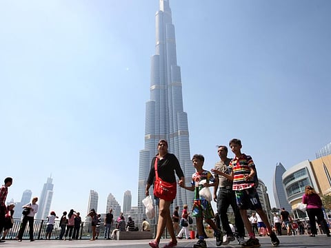 Tourist enjoy walk near tower Burj Khalifa. (For illustrative purposes only)