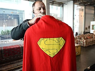 Superman's cape and other film collectibles displayed ahead of Hollywood auction