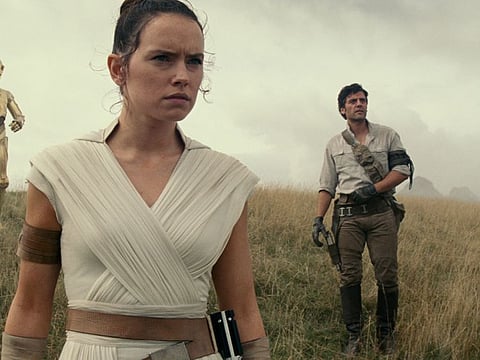 Left to right: Chewbacca (Joonas Suotamo), BB-8, D-O, Rey (Daisy Ridley), Poe Dameron (Oscar Isaac) and Finn (John Boyega) in 'Star Wars: The Rise of Skykwalker'.