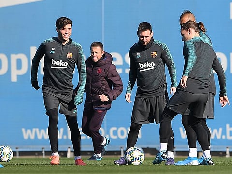 Lionel Messi (third left) has led Barcelona's campaign in the 2019 season with 13 goals in as many matches so far.