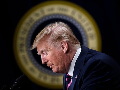US President Donald Trump speaks at the White House Summit in Washington, DC